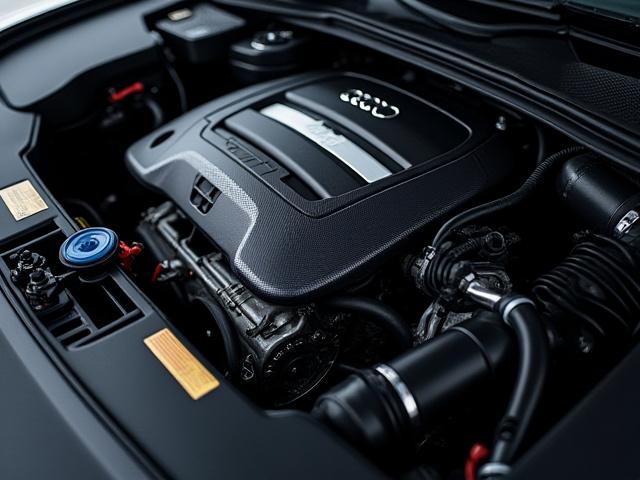 Nahaufnahme des Motors eines modernen Audi R8